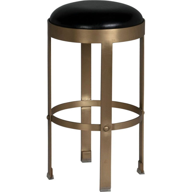 Primary vendor image of Noir Prince Counter Stool w/ Leather, Brass Finish, 14.5