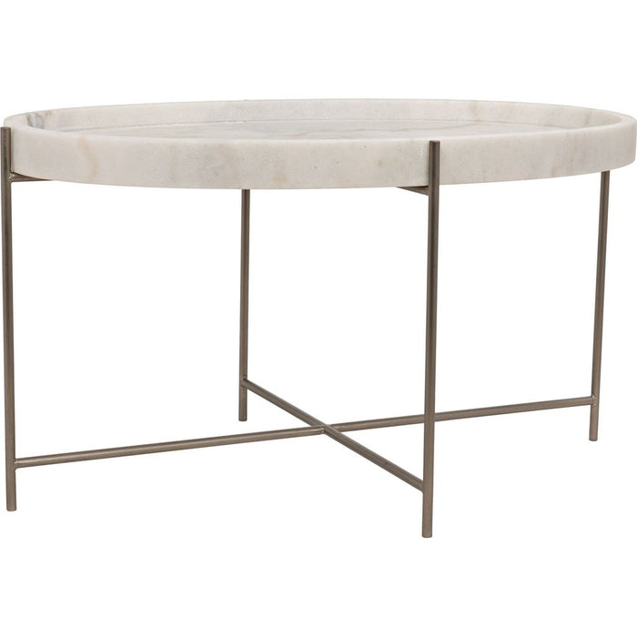 Primary vendor image of Noir Che Cocktail Table - Industrial Steel & Bianco Crown Marble, 22"
