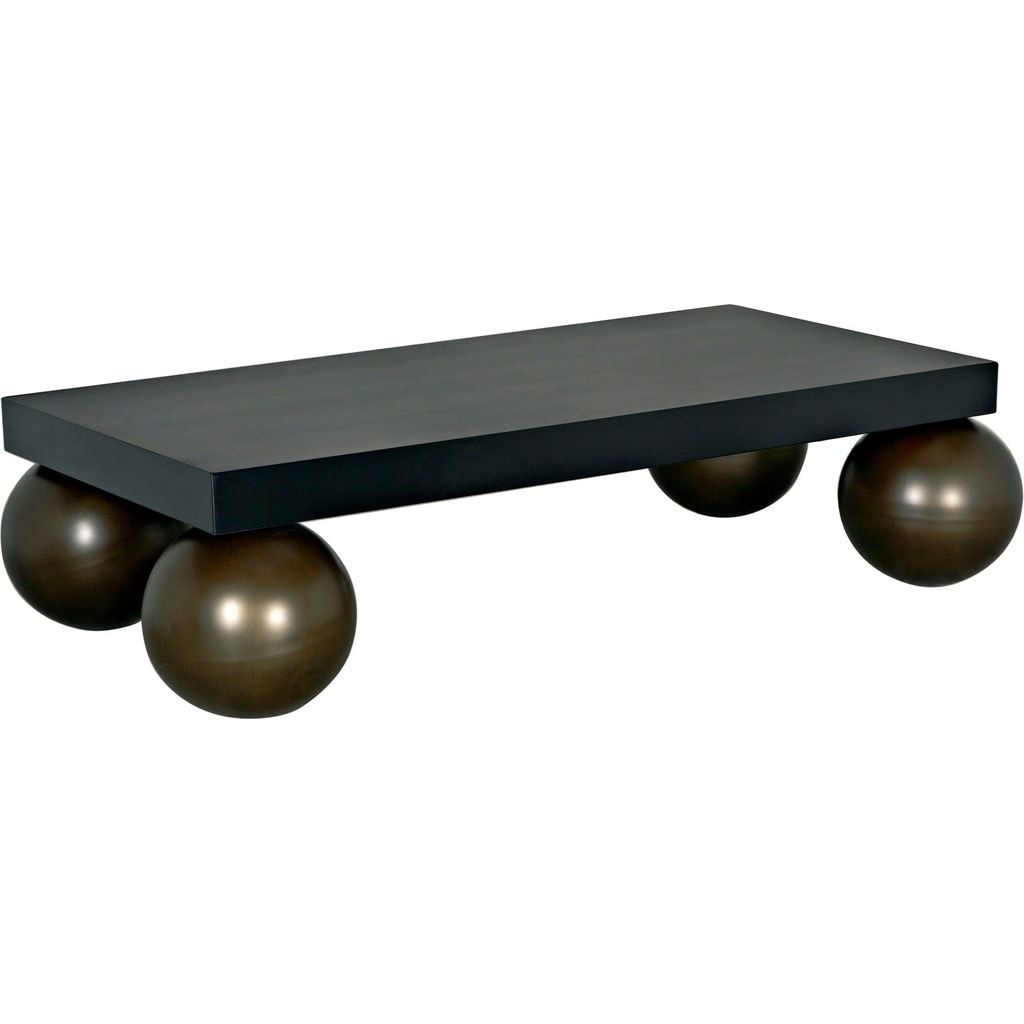 Primary vendor image of Noir Cosmo Coffee Table, Black Metal w/ Aged Brass Finish Legs, 38.5"
