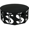 Noir Dollar Coffee Table, Black Steel, 39"