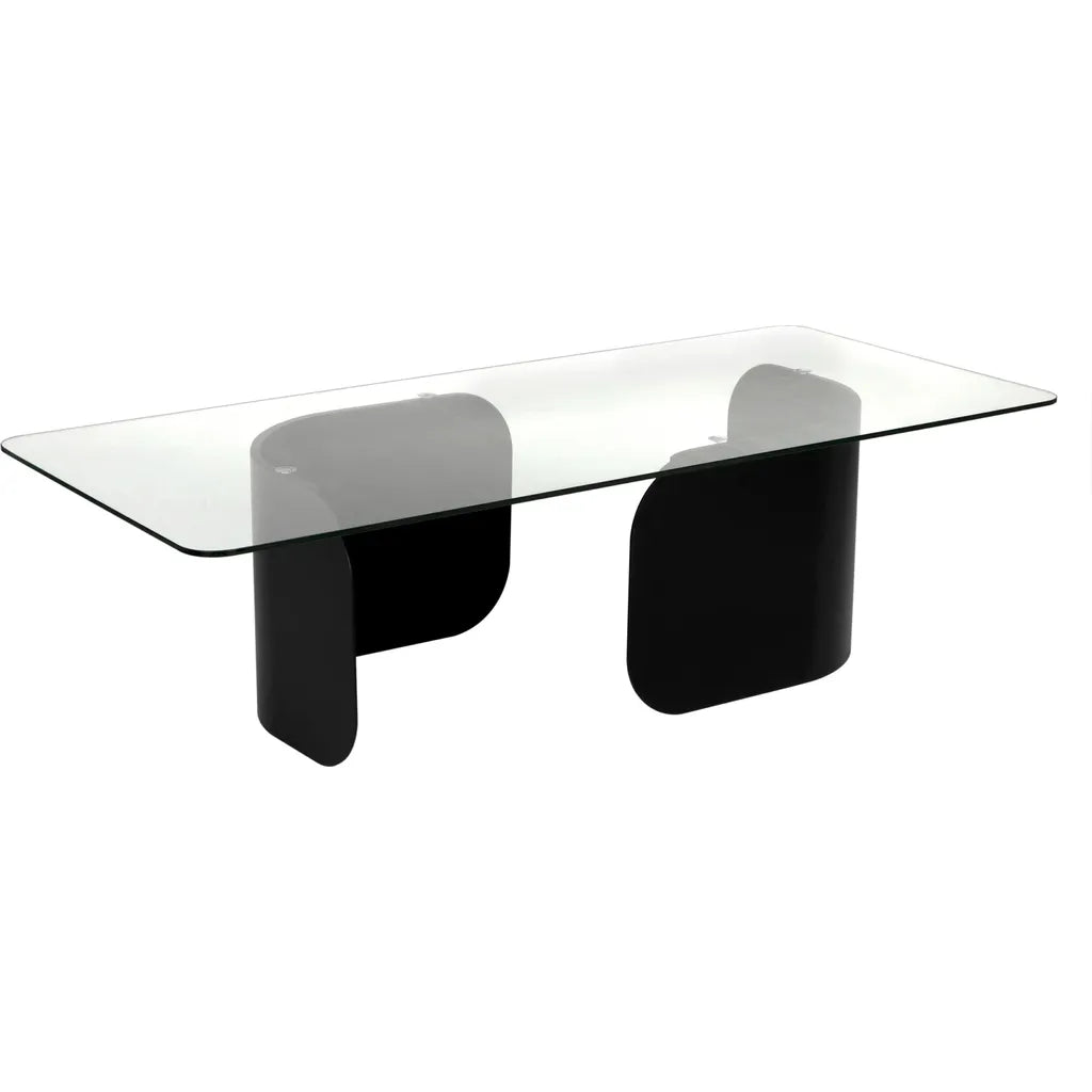 Noir Varicka Coffee Table - Industrial Steel & Glass, 30"