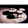Noir Cylinder Round Coffee Table - Industrial Steel & Bianco Crown Marble, 36"