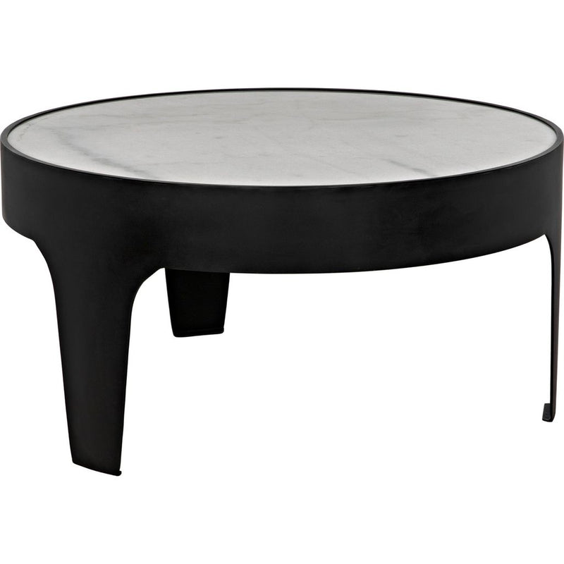 Primary vendor image of Noir Cylinder Round Coffee Table - Industrial Steel & Bianco Crown Marble, 36