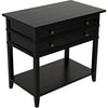 Noir Colonial 2-Drawer Side Table, Distressed Black - Birch & Veneer, 20"