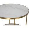 Noir Rivoli Side Table - Industrial Steel & Bianco Crown Marble, 25"