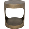 Noir Eclipse Round Side Table, Metal w/ Aged Brass Finish, 22"