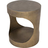Noir Eclipse Round Side Table, Metal w/ Aged Brass Finish, 22"