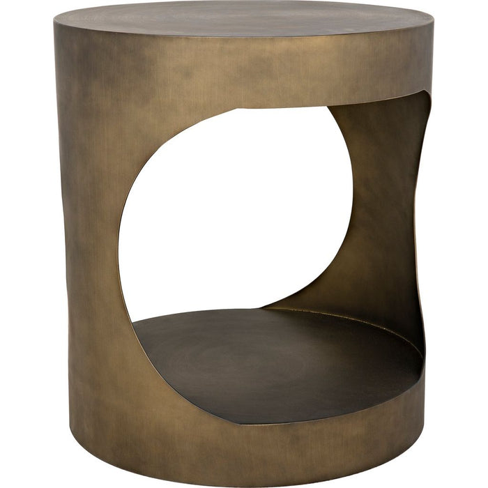 Primary vendor image of Noir Eclipse Round Side Table, Metal w/ Aged Brass Finish, 22"