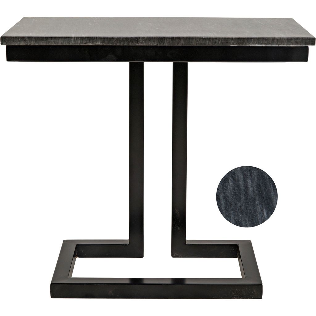 Primary vendor image of Noir Alonzo Side Table - Industrial Steel & Night Snow Marble, 13.5"
