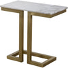 Noir Alonzo Side Table - Industrial Steel & Bianco Crown Marble, 13.5"