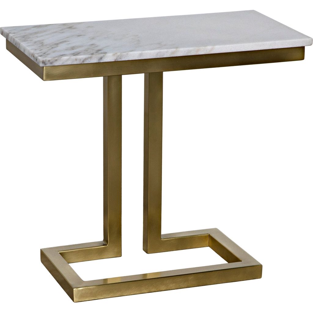Primary vendor image of Noir Alonzo Side Table - Industrial Steel & Bianco Crown Marble, 13.5"
