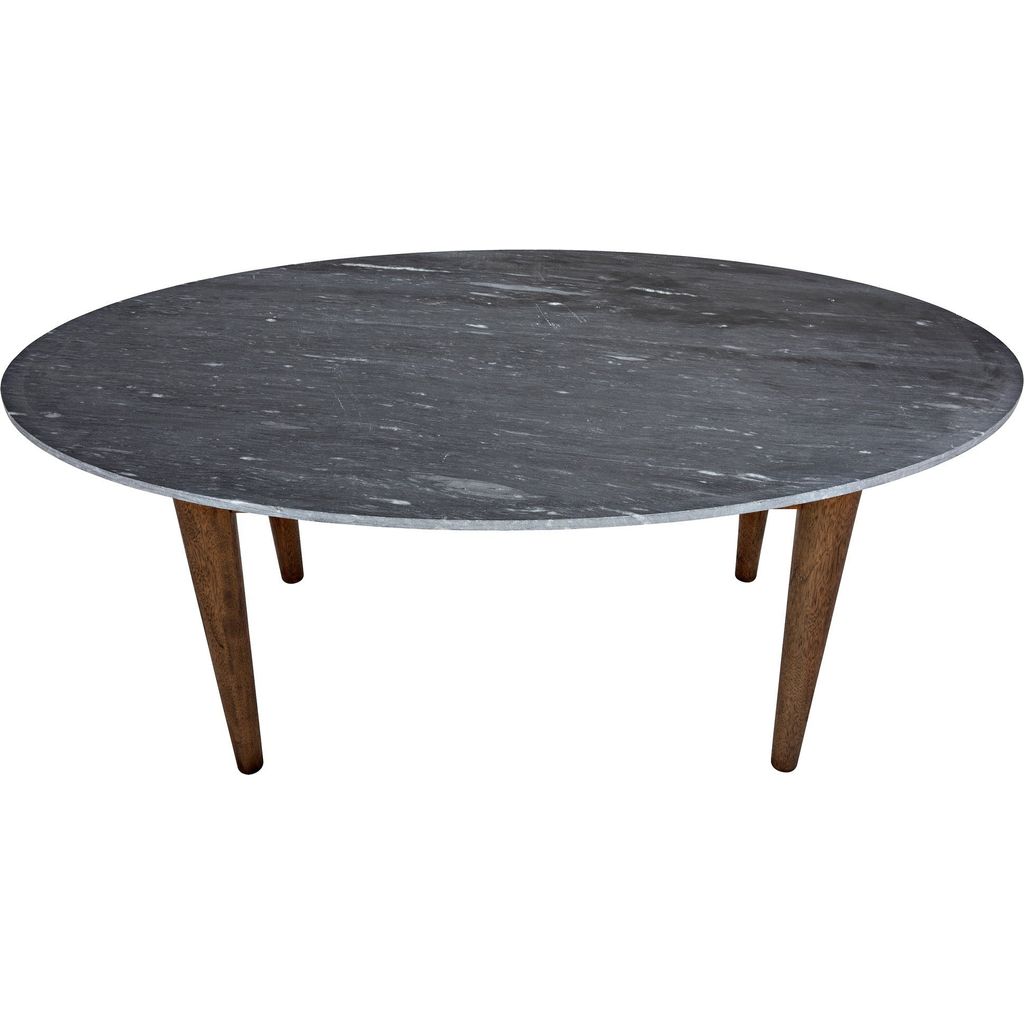 Noir Surf Oval Dining Table - Walnut & Night Snow Marble, 30"