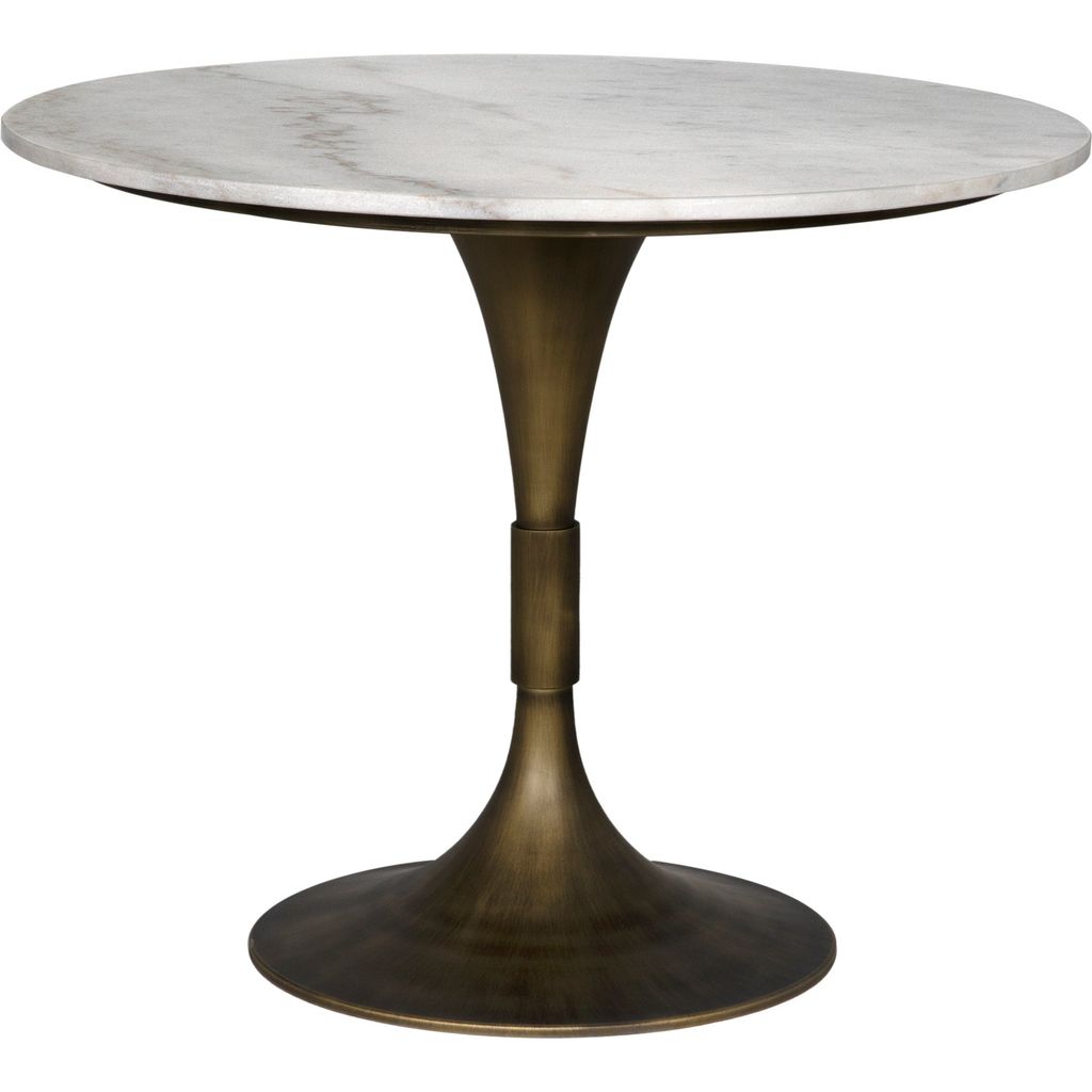 Primary vendor image of Noir Jman Table 36", Aged Brass Finish - Industrial Steel & Bianco Crown Marble