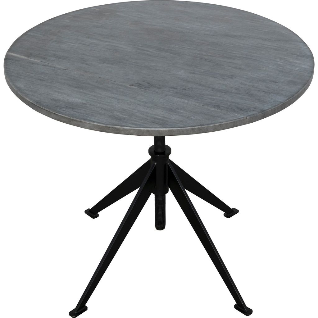 Noir Matilo Adjustable Table - Industrial Steel & Night Snow Marble, 30"