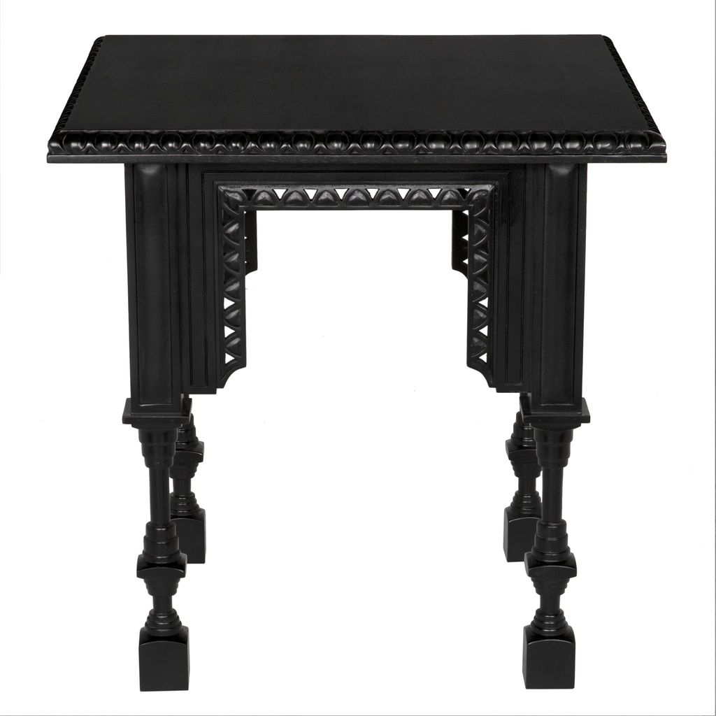 Noir Luxor Side Table, Hand Rubbed Black - Mahogany, 28"