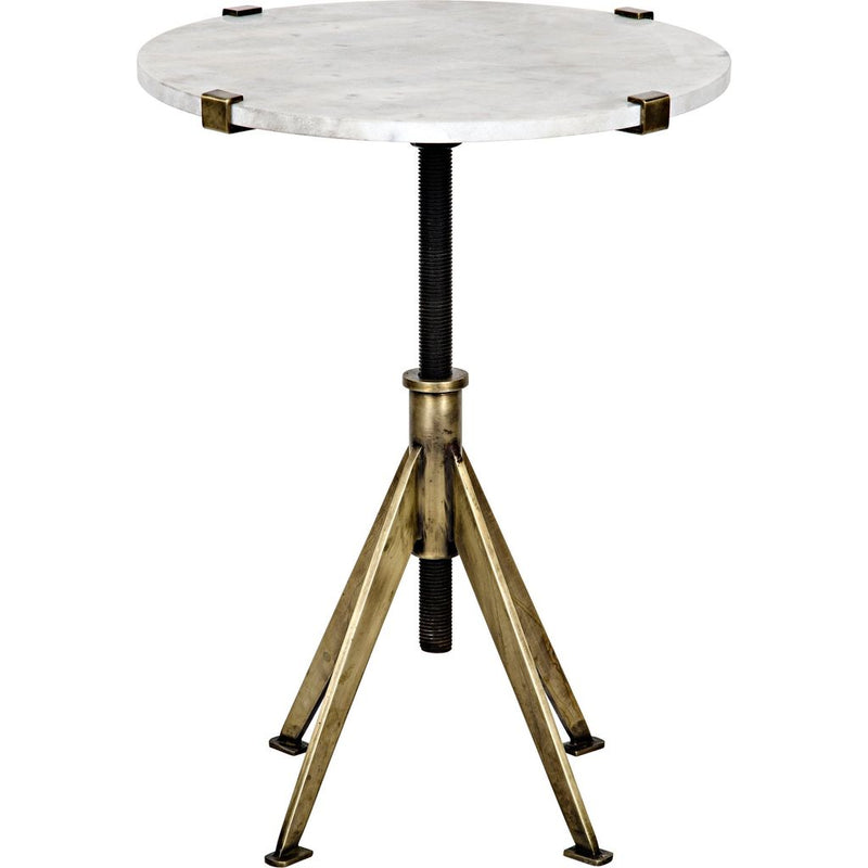 Primary vendor image of Noir Edith Adjustable Side Table, Small - Industrial Steel & Bianco Crown Marble, 20.5