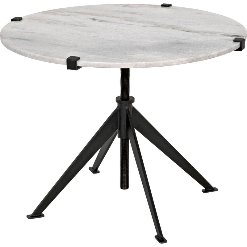 Primary vendor image of Noir Edith Adjustable Side Table, Large - Industrial Steel & Bianco Crown Marble, 30.5