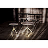 Noir Edith Adjustable Side Table - Industrial Steel & Bianco Crown Marble, 20.5"