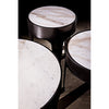 Noir Cylinder Side Table, Small - Industrial Steel & Bianco Crown Marble, 18"