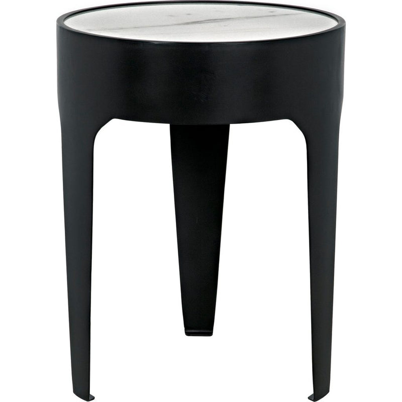 Primary vendor image of Noir Cylinder Side Table, Small - Industrial Steel & Bianco Crown Marble, 18