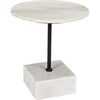 Noir Rodin Side Table - Industrial Steel & Bianco Crown Marble, 20"