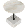 Noir Rodin Side Table - Industrial Steel & Bianco Crown Marble, 20"