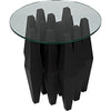 Noir Soldier Side Table, Black Steel w/ Glass Top, 24"