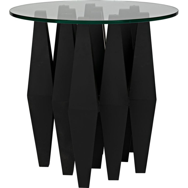 Primary vendor image of Noir Soldier Side Table, Black Steel w/ Glass Top, 24