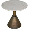 Noir Joseph Side Table, Aged Brass - Industrial Steel & White Marble, 30"