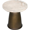 Noir Aiden Side Table, Aged Brass - Industrial Steel & White Marble, 18"