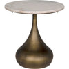 Noir Mateo Side Table, Aged Brass - Industrial Steel & White Marble, 18"