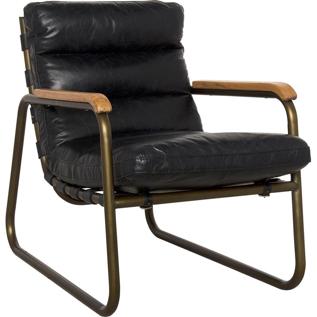 Primary vendor image of Noir Cowhide Arm Chair - Walnut, Industrial Steel & Leather, 23" W