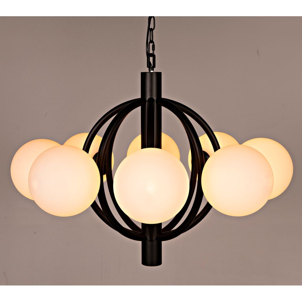 Primary vendor image of Noir Carousel Chandelier - Industrial Steel & Frosted Globes