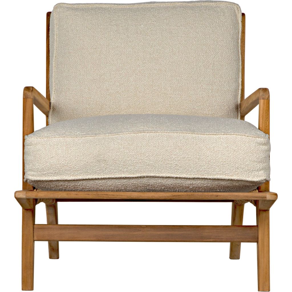 Noir Allister Chair, White US Made Cushions, 29" W