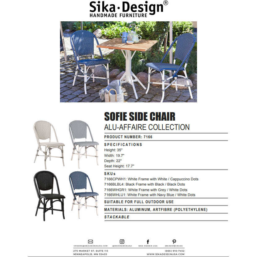 Sika-Design Alu Affaire Sofie White Aluminum Dining Side Chair, Outdoor-Dining Chairs-Sika Design-Heaven's Gate Home, LLC