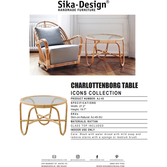 Sika-Design Icons Charlottenborg Table w/ Glass, Indoor-Tables-Sika Design-Natural-Heaven's Gate Home, LLC