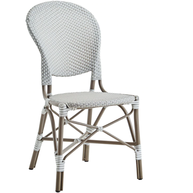 Sika-Design Alu Affaire Isabell Rattan Dining Side Chair, Outdoor-Dining Chairs-Sika Design-Grey / White Dots, Taupe Frame-Heaven's Gate Home, LLC