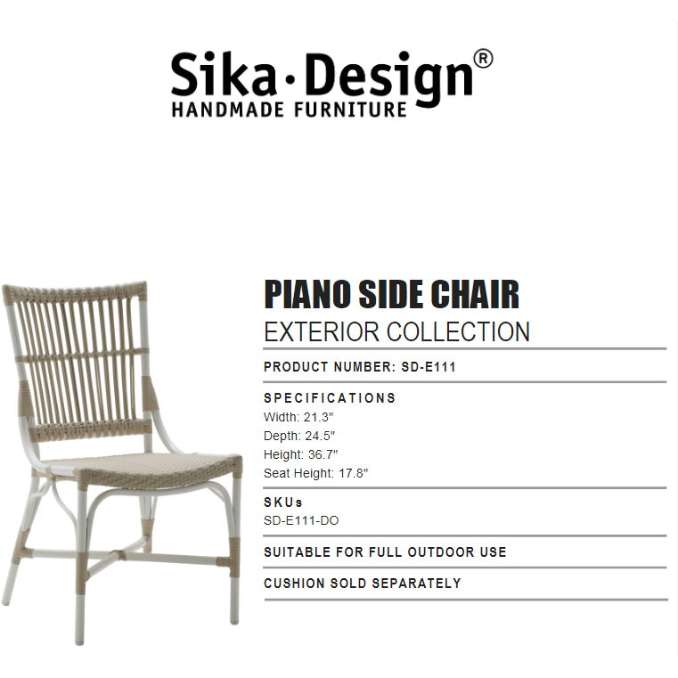 Sika-Design Exterior Piano Dining Side Chair, Outdoor-Dining Chairs-Sika Design-White-Heaven's Gate Home, LLC