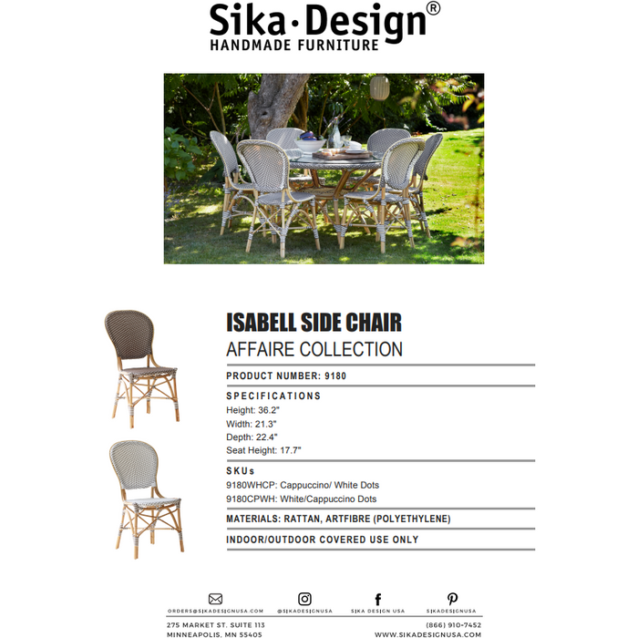 Sika-Design Affaire Isabell Rattan Bistro Side Chair, Stackable, Indoor/Covered Outdoor-Dining Chairs-Sika Design-Heaven's Gate Home, LLC