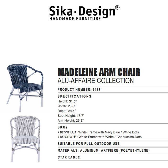Sika Design Alu Affaire Madeleine Dining Arm Chair, Outdoor-Dining Chairs-Sika Design-Heaven's Gate Home, LLC