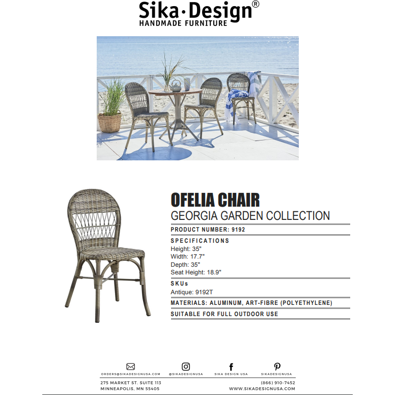 Sika Design Georgia Garden Ofelia Dining Chair, Outdoor-Dining Chairs-Sika Design-Antique-Heaven's Gate Home, LLC