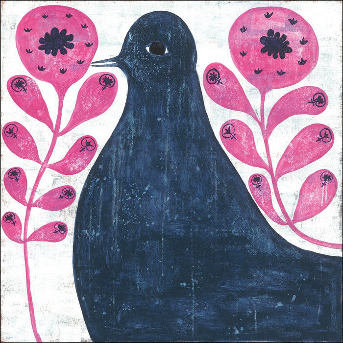 Sugarboo & Co. Black Bird In Flowers Art Print