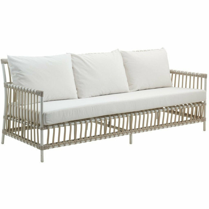 Sika-Design Exterior Caroline 3-Seater Sofa w/ Cushion, Outdoor-Sofas-Sika Design-Dove White-Tempotest White Canvas Seat and Back Cushions-Heaven's Gate Home, LLC