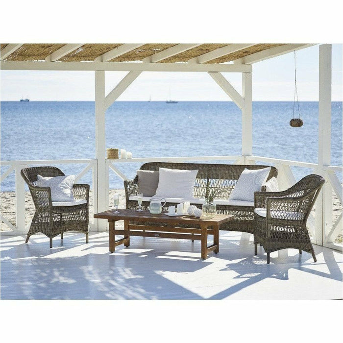 Sika-Design Georgia Garden Charlot 3-Seater w/ Cushion, Outdoor-Sofas-Sika Design-Antique-Polyester Snow White Cushion-Heaven's Gate Home, LLC