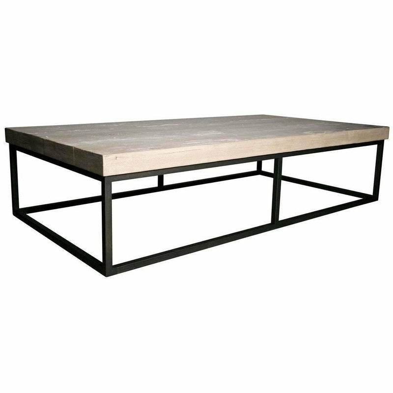 CFC Marin Reclaimed Lumber/Steel Coffee Table, Gray Wash, 68