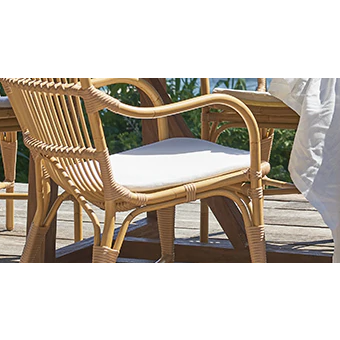 Sika-Design Originals Margret Stackable Dining Arm Chair, Indoor-Dining Chairs-Sika Design-Cushion - Tempotest Canvas White-Heaven's Gate Home, LLC