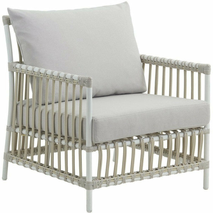 Sika-Design Exterior Caroline Lounge Chair w/ Cushion, Outdoor-Lounge Chairs-Sika Design-Dove White-Sunbrella Sailcloth Seagull Seat and Back Cushion-Heaven's Gate Home, LLC