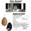 Sika-Design Icons Egg Nanny Ditzel Hanging Chair w/Cushion, Indoor, Natural, w/Stand-Hanging Chairs-Sika Design-Natural-Heaven's Gate Home, LLC