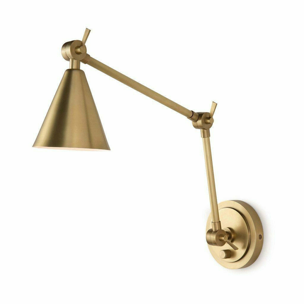 Regina Andrew Sal Task Sconce, Natural Brass-Wall Sconces-Regina Andrew-Heaven's Gate Home