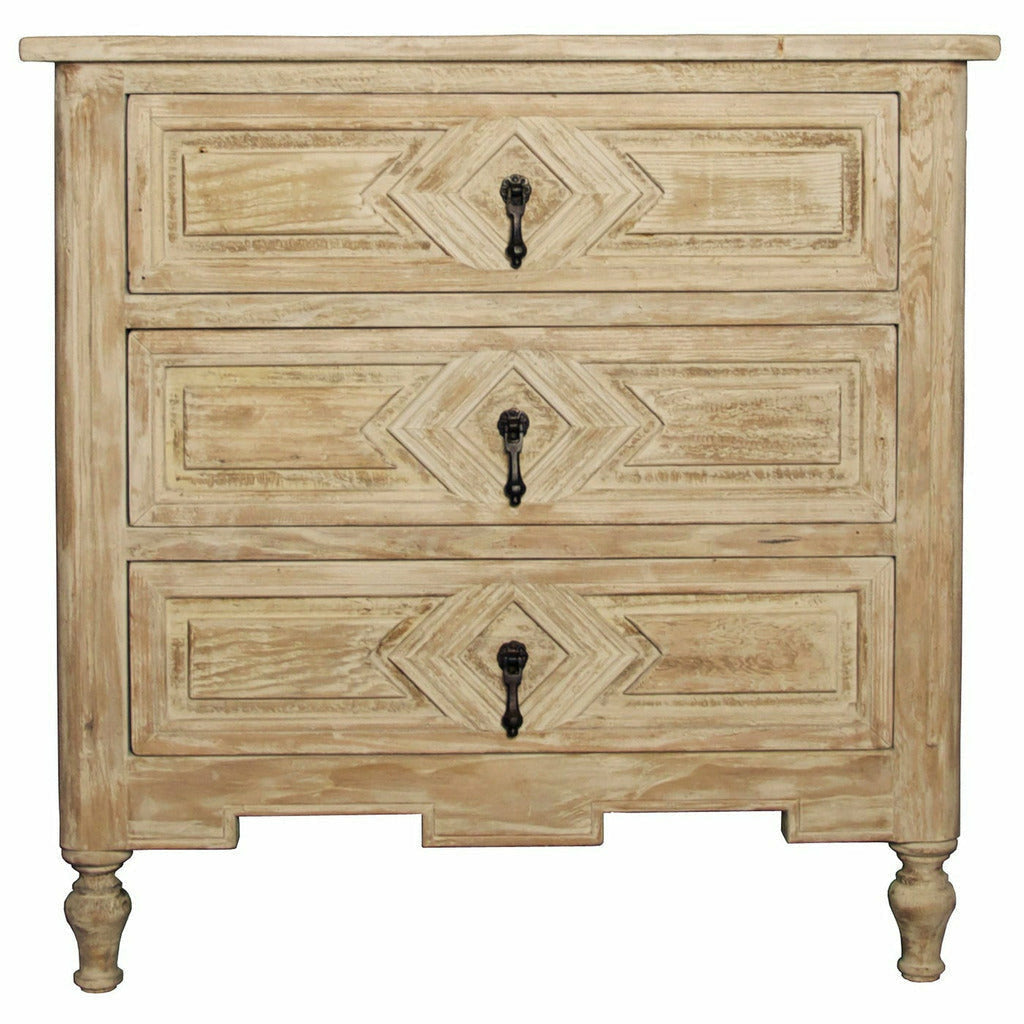 CFC Anderson Reclaimed Douglas Fir Carved Nightstand, Gray Wash, 30" W